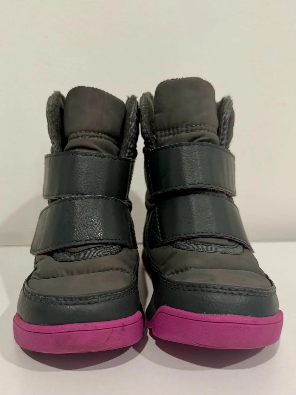Sorel Kids Waterproof Snow Boot - Olive Green & Pink Accent